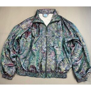 Vintage Rucanor Floral Paisley Print‎ Track Jacket Full Zip Green Large